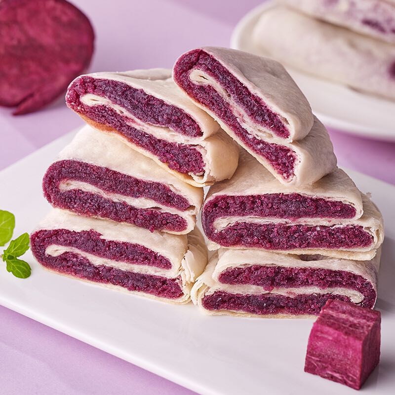 bi bi zan 比比赞 BIBIZAN）紫薯芋泥饼面包500g整箱 营养早餐传统年货蛋糕点心