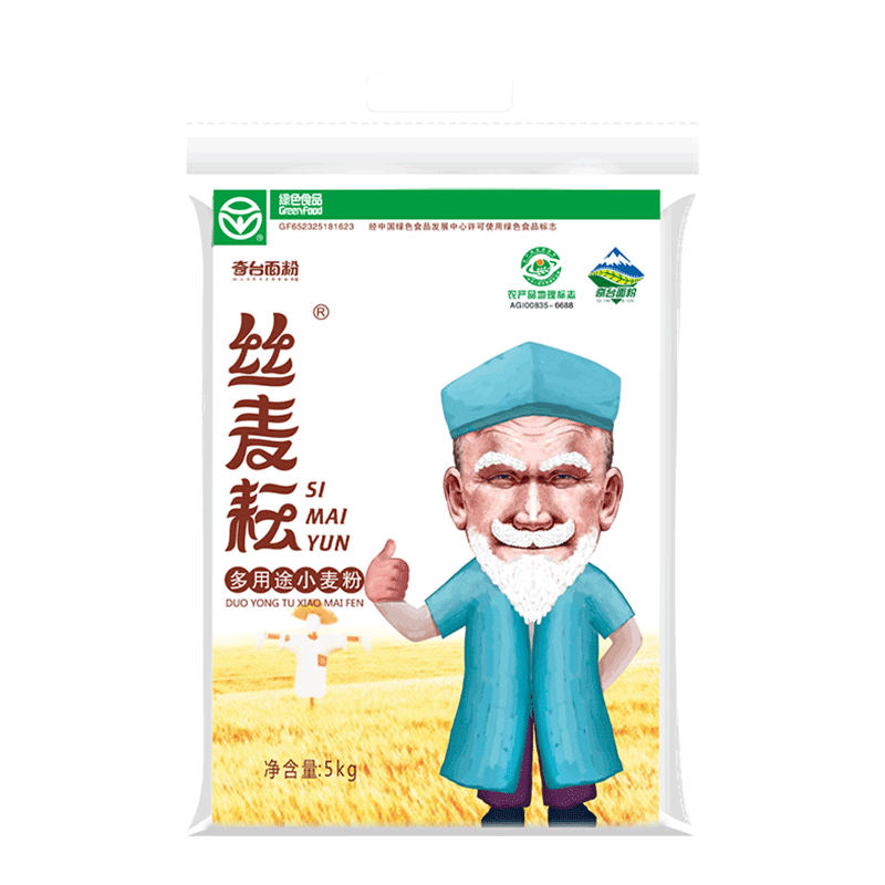 丝麦耘新疆奇台面粉5kg 中筋多用途 制作面条包子馒头通用小麦粉 ￥36.99