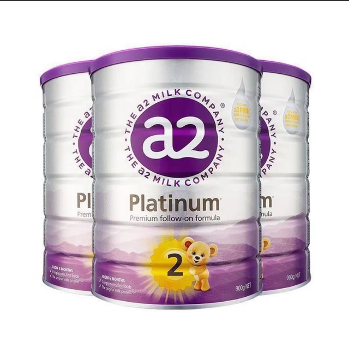 a2 艾尔 紫白金版奶粉 2段 900g*2罐 （含税） 386.67元（需买3件，需用券）