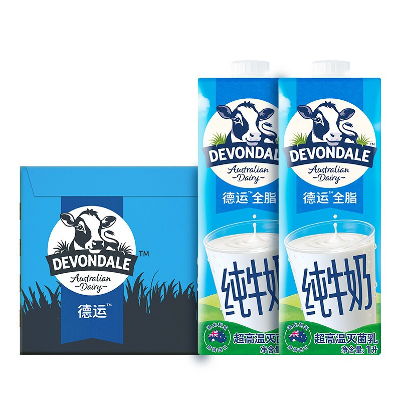 DEVONDALE 德运 全脂纯牛奶 1L*10盒/箱装澳大利亚原装进口 88.05元（需用券）