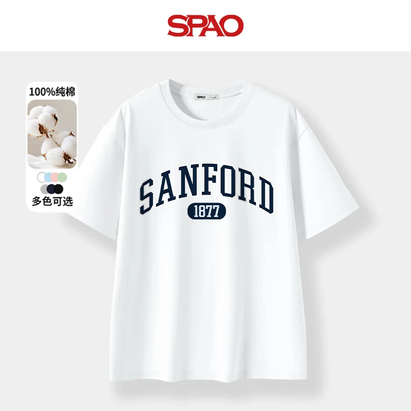 SPAO SP潮流短袖t恤男女款2025年夏季新款纯棉圆领上衣 22元(需买2件,需用券)