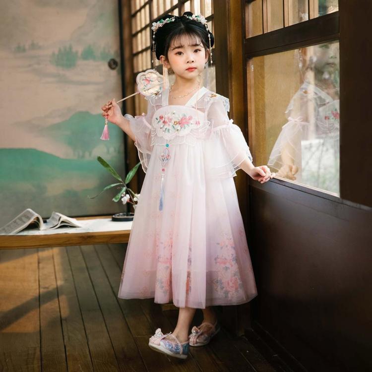 波亚米特 女童国风公主裙夏季2024新款连衣裙中大童汉服裙子新中式夏装 177.