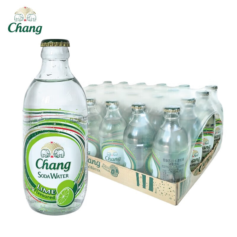 泰象（Chang） 进口泰国苏打水黄柠檬味 325ml*24瓶Chang泰象牌气泡水 青柠味325m