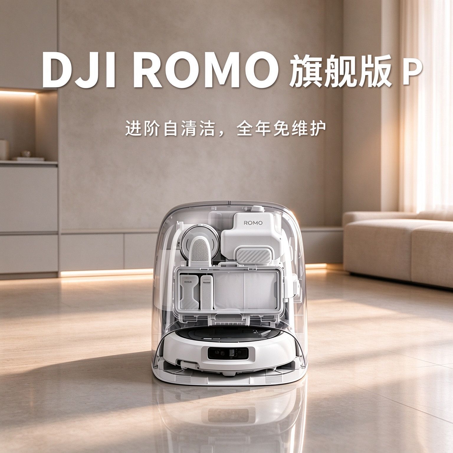 大疆 扫地机器人ROMO P/A/S旗舰维护清洁全自动一体机器人避障