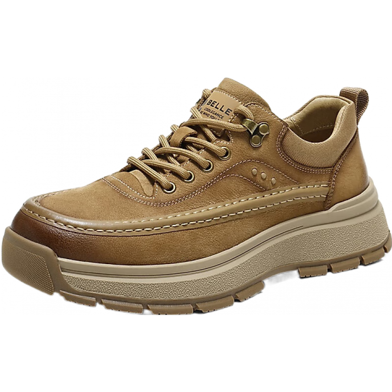 百丽 厚底增高休闲鞋男2026春季牛皮革户外潮搭工装鞋A2281AM6 棕色 41 (255mm) 49