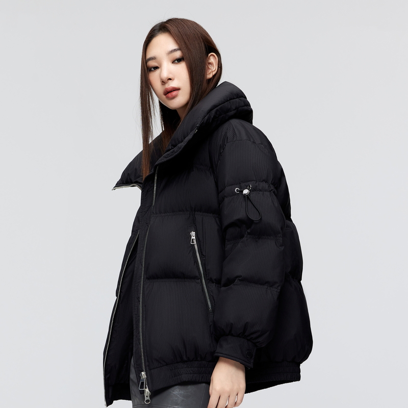 BOSIDENG 波司登 美拉德波司登奥莱女冬黑金宽松廓形翻领潮酷羽绒服短外套 36