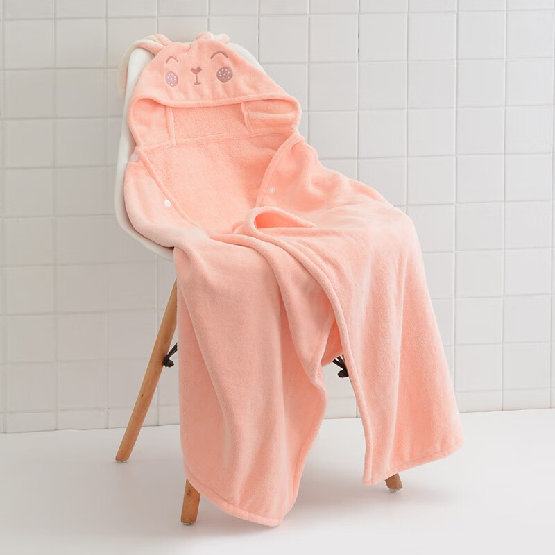 洁丽雅（grace）儿童抗菌浴巾斗篷裹巾吸水珊瑚绒速干婴儿宝宝洗澡浴巾带