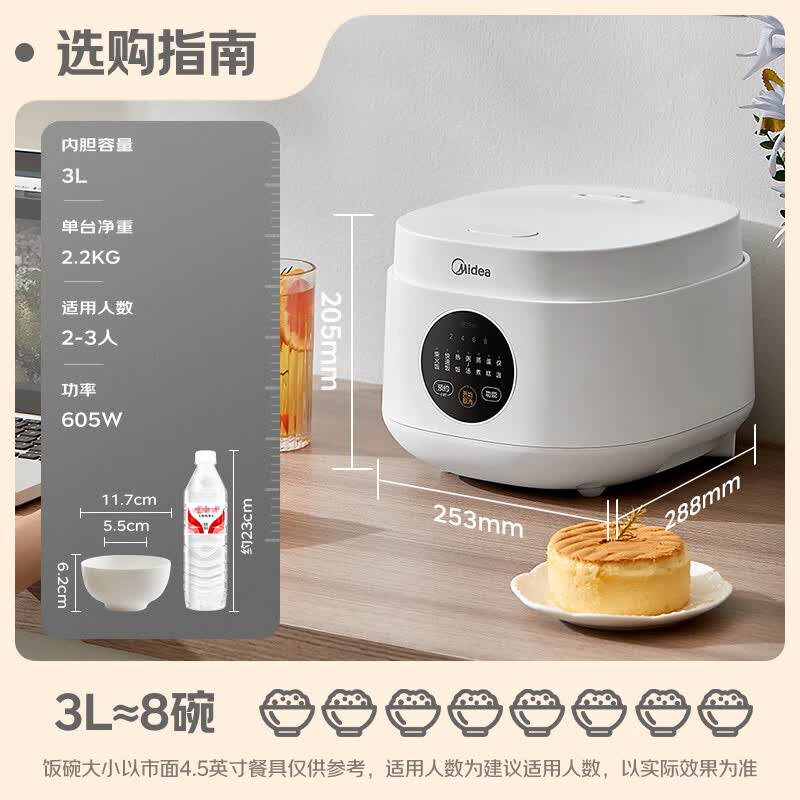 美的 电饭煲 3L 微电脑式 不粘内胆 智能预约 大火力 111.83元 - 清风线报
