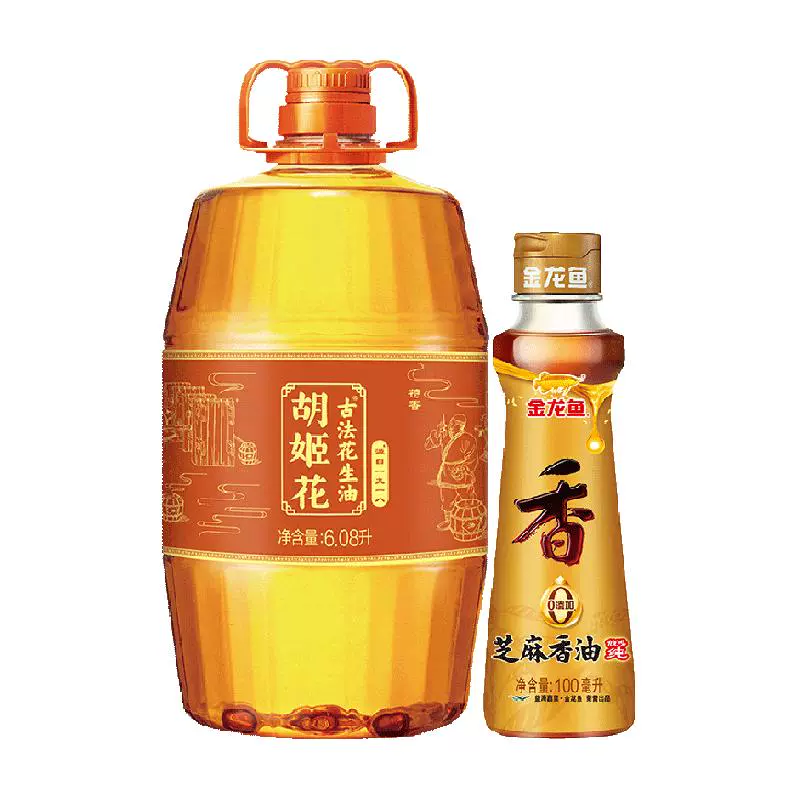 胡姬花 古法花生油6.08L+金龙鱼芝麻油100ml ￥142.41