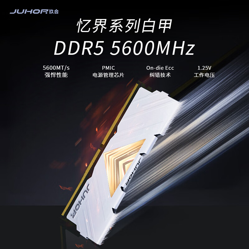 JUHOR 玖合 忆界系列 DDR5 5600MHz 台式机内存 马甲条 16GB CL40 228元