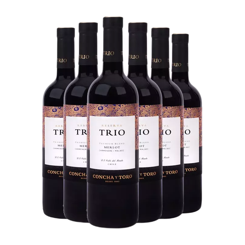 CONCHA Y TORO 干露 三重奏 美乐混酿 干红葡萄酒 750ml*6瓶 整箱 187元（需用券）