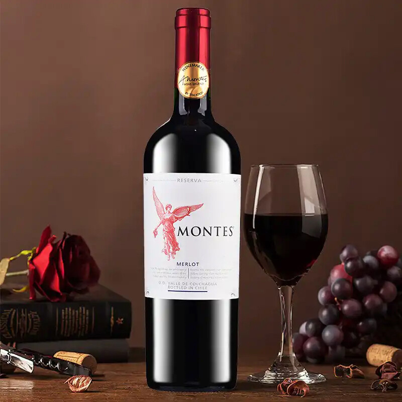 MONTES 蒙特斯 红天使珍藏梅洛干红葡萄酒 智利原瓶进口红酒750ml单支装 62.41元