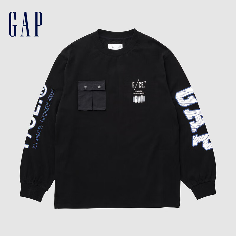 Gap 盖璞 男女装2024秋冬新款FCE长袖T恤情侣装679894 黑色 180/100A(XL)亚洲尺码 亚