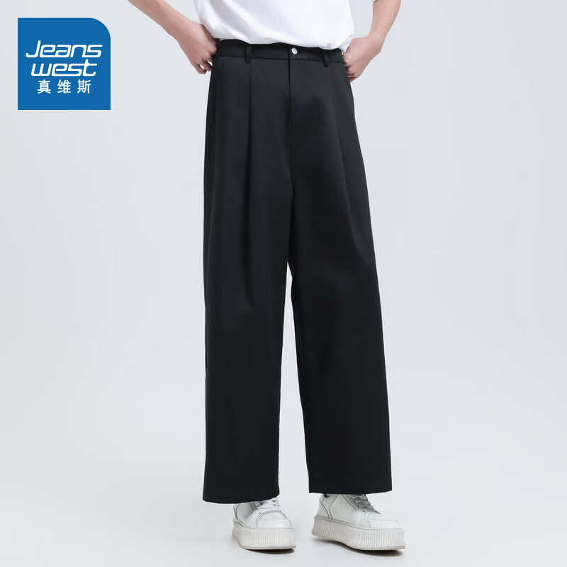 JEANSWEST 真维斯 裤子男士2024夏季时尚港风宽松休闲裤PL 黑色2011 31A 129元（需