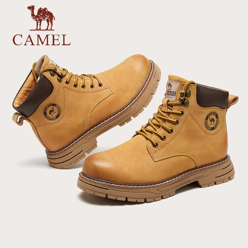 CAMEL 骆驼 经典马丁靴 户外工装大黄靴 G13W136121 驼色/咖啡 42 309元包邮（需用