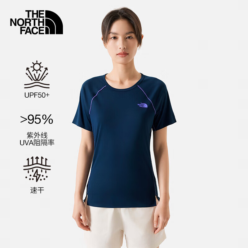 THE NORTH FACE 北面 短袖T恤女户外速干吸湿透气短袖87VS 藏青色/TKI M 198元