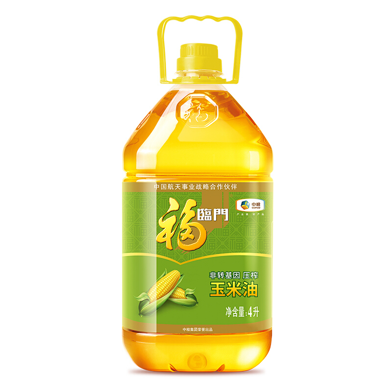 福临门 非转基因 压榨玉米油 4L 44.98元