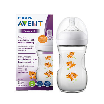 AVENT 新安怡 飞利浦新安怡(AVENT)奶瓶 PP奶瓶 仿母乳硅橡胶奶嘴 宽口径 260ml自带1月+奶嘴 橙色小老虎SCF070/20 64元(需用券)