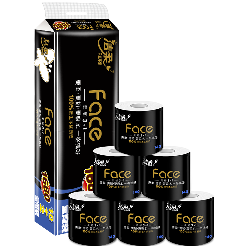 洁柔 黑Face系列 卷纸 4层140g12卷 22.85元