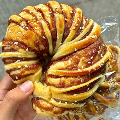 不多言 老式红豆沙馅面包圈 410g*1箱 约10包 7.16元（需领券）