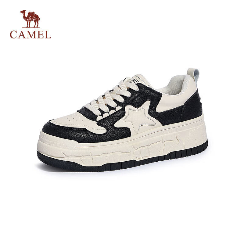 CAMEL 骆驼 板鞋女潮趣星星撞色增高厚底休闲鞋 L23A283071 米/黑 35 176元