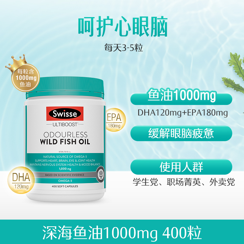 移动端：Swisse omega-3 1500mg 无腥味高浓度野生鱼油胶囊 132.05元（淘金币可抵14