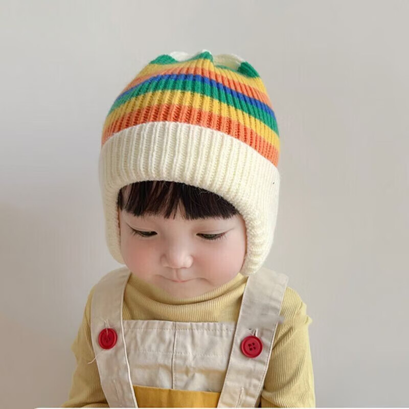 彩虹房子 儿童彩色毛线帽 头围约 40-50cm 9.9元（需用券）