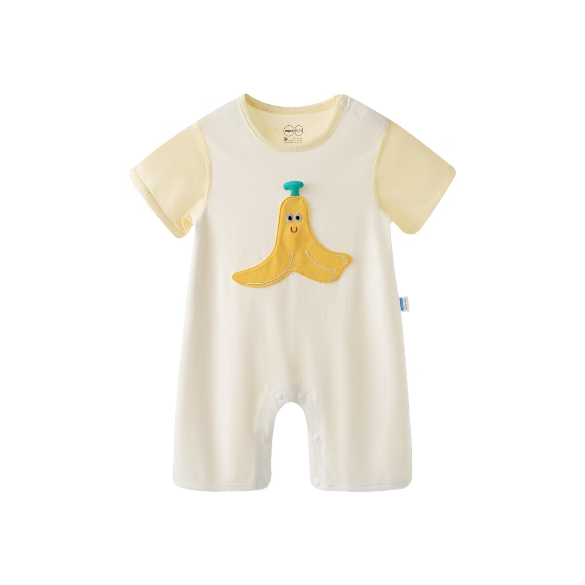 aqpa 爱帕婴儿短袖连体衣哈衣纯棉薄款肩开扣爬服 香蕉乐绣 90cm 55.25元