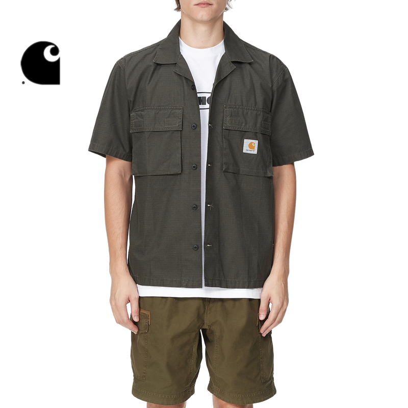 carhartt WIP 短袖衬衫经典LOGO标签多口袋水洗拼色工装030456I 496元