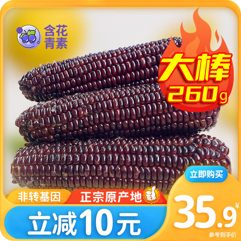 金沃瑞丰 精品有机 黑糯玉米棒260g*8支＞5斤 新鲜甜粘黏 粗粮自营早餐 28.72