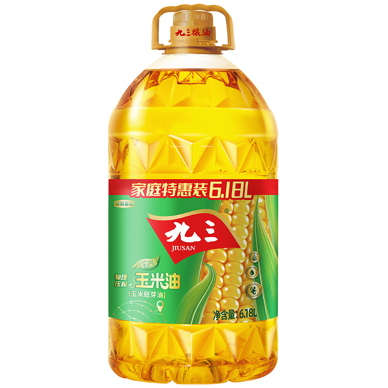 京东百亿补贴：九三 食用油 非转基因 物理压榨 6.18L 玉米油 58.6元包邮