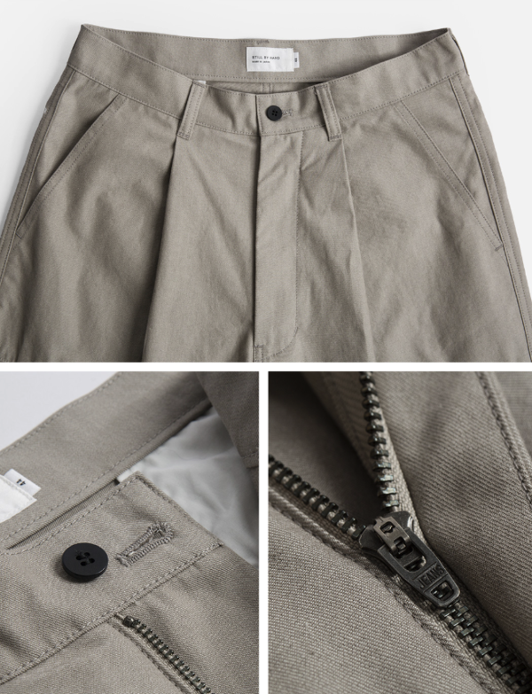 日本在地制造 STILL BY HAND 凉爽体感宽舒锥形长裤Baker Pants