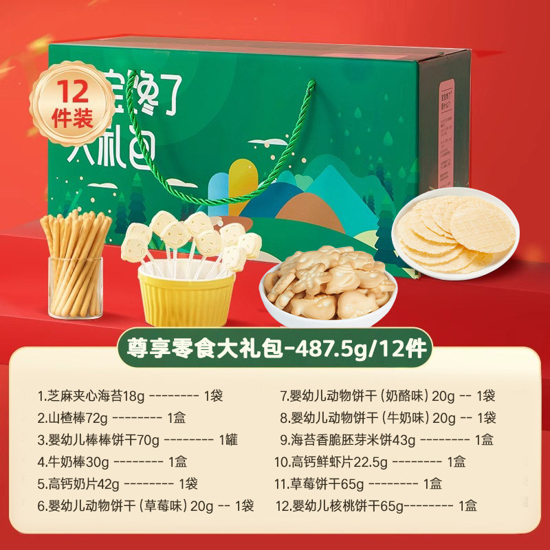 移动端、88VIP：宝宝馋了 宝宝零食大礼包 12件套 75.05元（淘金币可抵4元起）