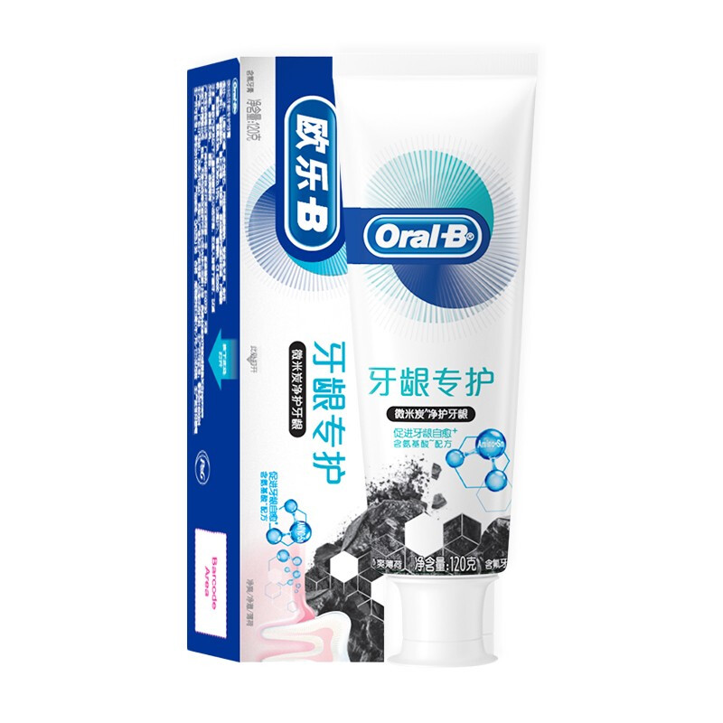 Oral-B 欧乐B 欧乐-B 微米炭净护牙龈专护牙膏 净爽薄荷 120g 12.9元