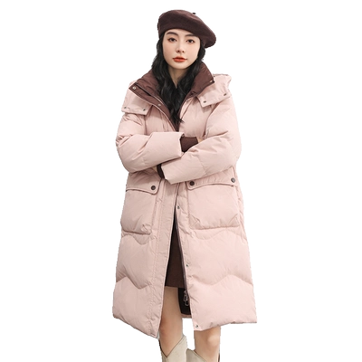 鸭鸭羽绒服女2025秋冬新款反季中长款连帽纯色韩版休闲加厚外套C 179元+15元
